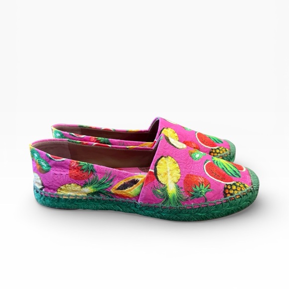 Dolce & Gabbana Pink Vibrant Colorful Tropical Fruit Espadrilles EU 38 US 8 - Picture 5 of 14